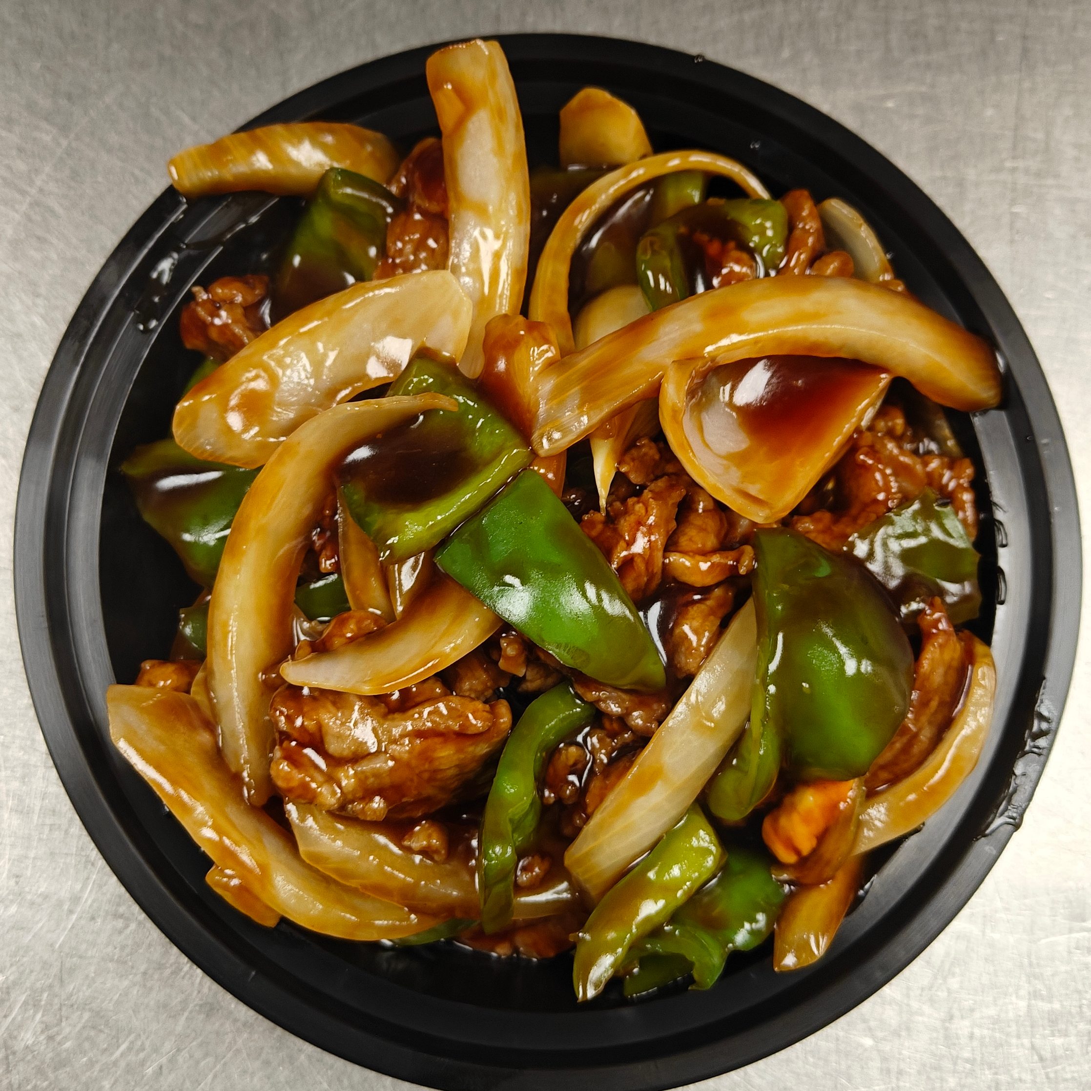Beef with Green Pepper and Onion.