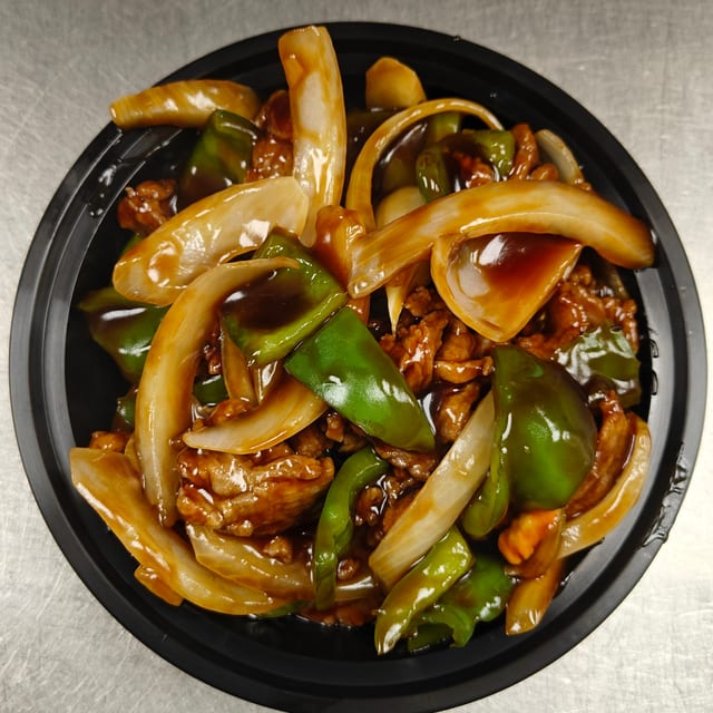 Beef with Green Pepper and Onion.