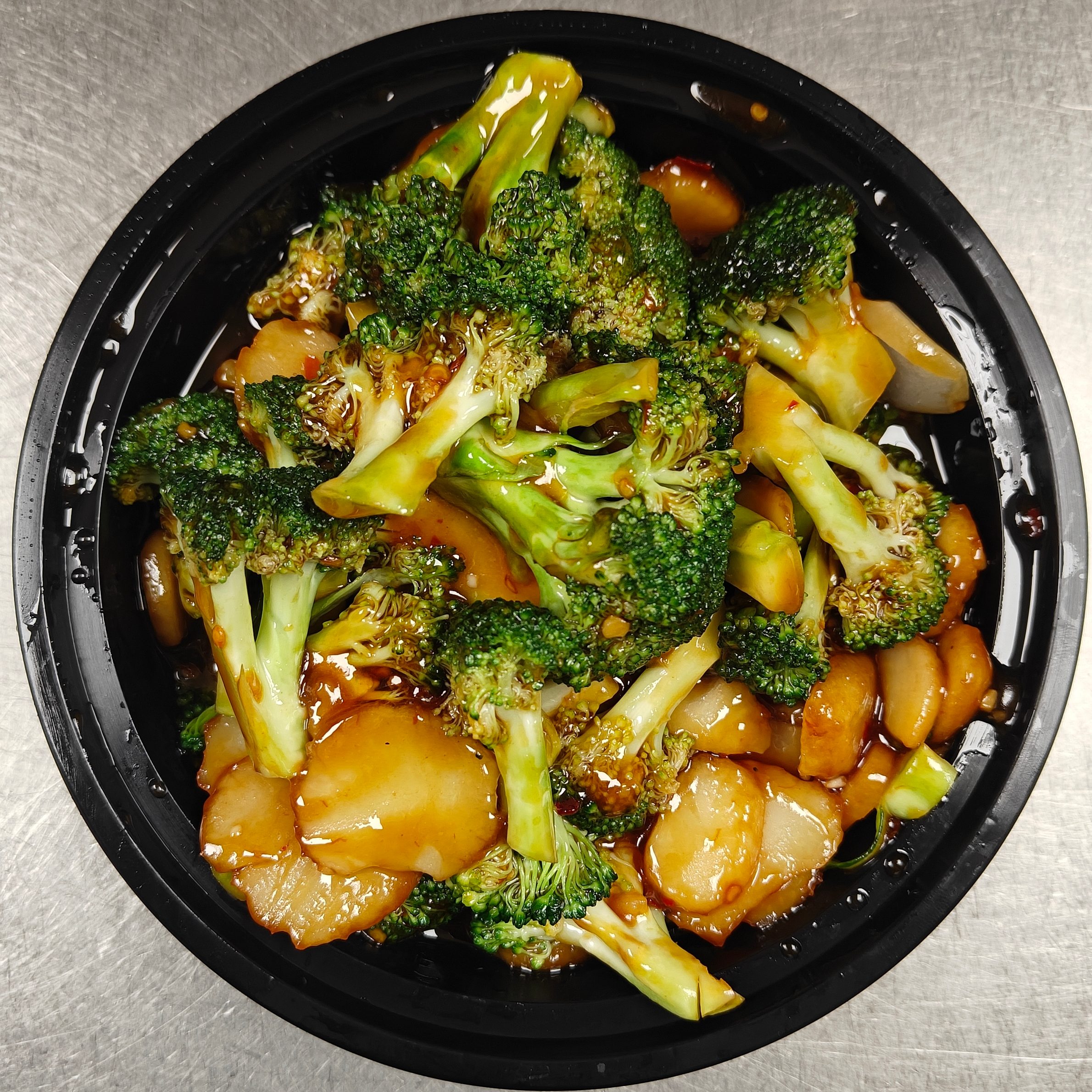 Broccoli and Water Chestnuts in Garlic Sauce.